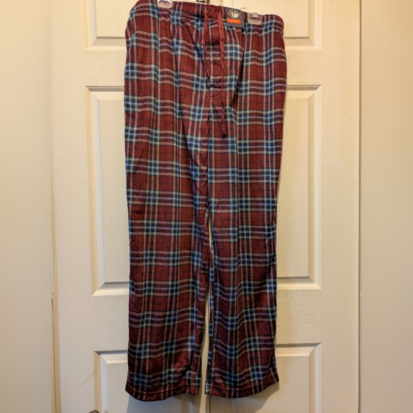 St John's Bay Burgundy Plaid Men's Pajama Pants Soft Fleece Size Large New! - Picture 2 of 13